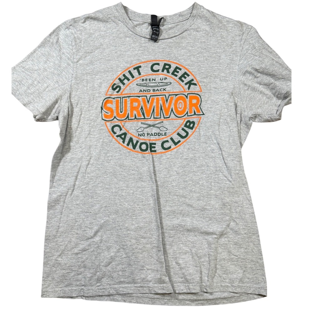District Shit Creek Survivor Canoe Club T-Shirt Mens Medium Gray Graphic‎ Tee